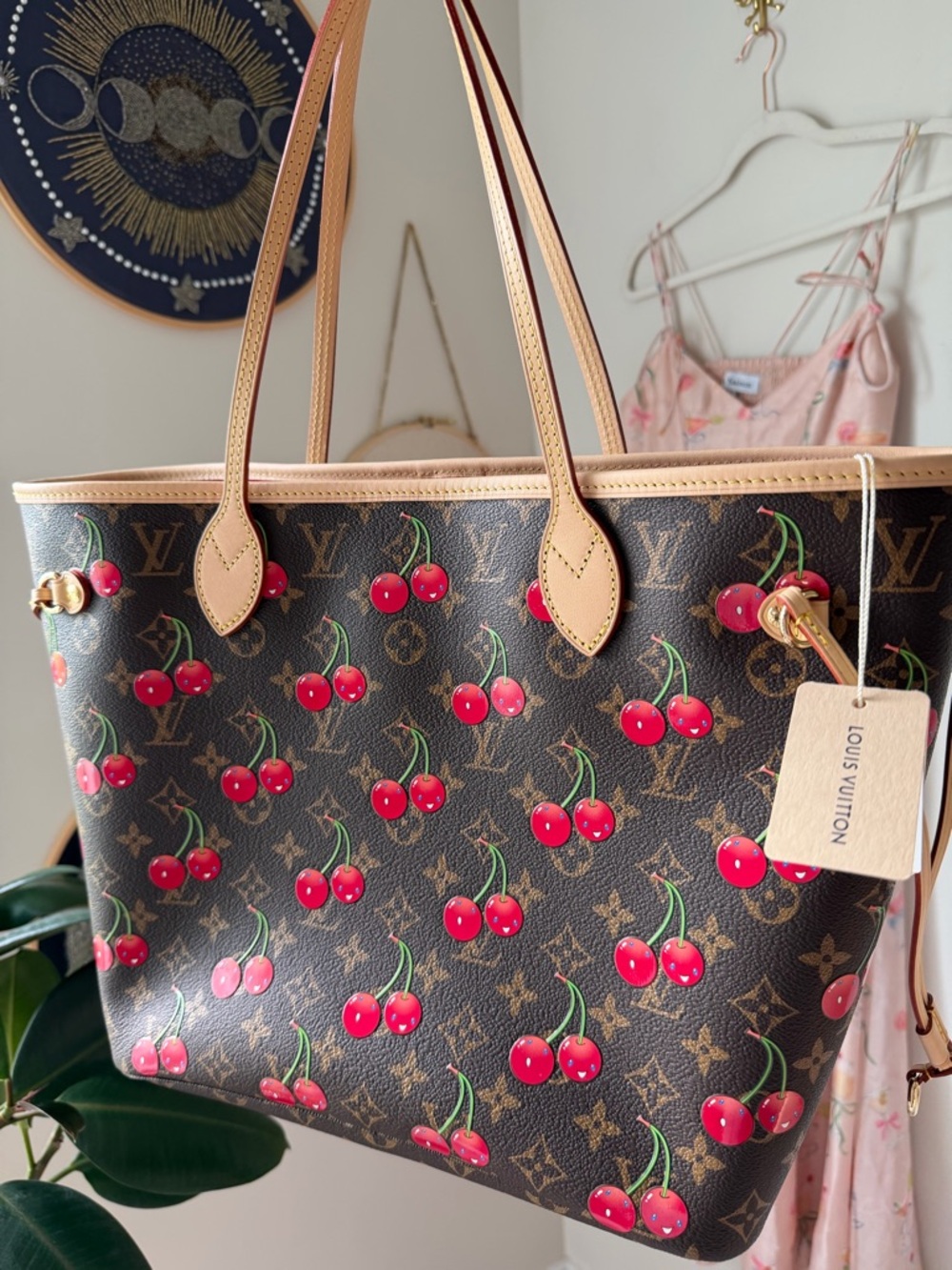 Louis Vuitton Murakami Cherry Monogram Neverfull Tote bag and pouch